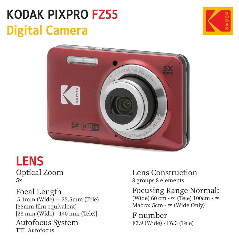 Câmera digital de apontar e fotografar KODAK PIXPRO FZ55 16MP